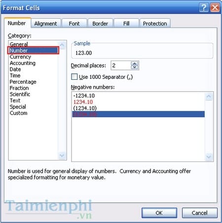 cach su dung ham number format trong excel