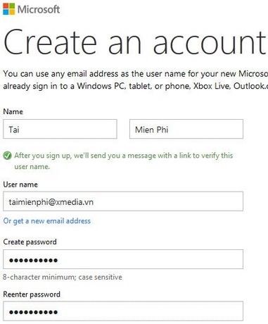 Lập tài khoản Microsoft. Lap tai khoan Microsoft.