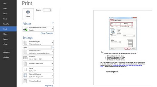 How to print the document in Word 2010, 2003, 2007, 2013