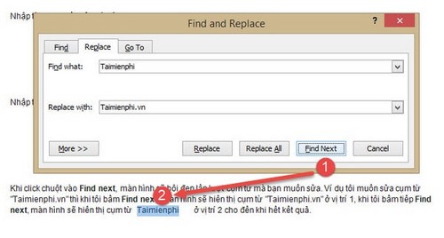 tim va sua chu trong word