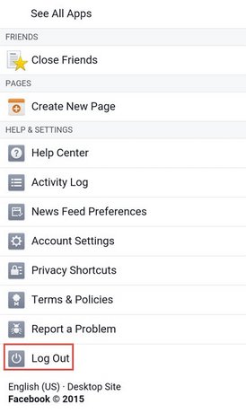 thoat facebook tren dien thoai, thoat tai khoan facebook tren dien thoai, log out facebook tren dien thoai