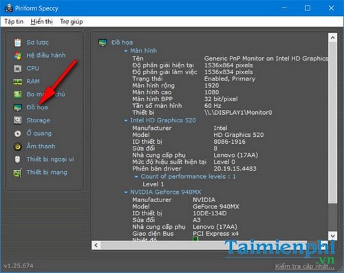 kiem tra card man hinh laptop lenovo