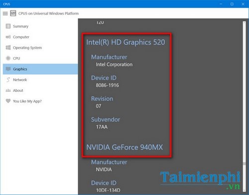 kiem tra card man hinh laptop lenovo