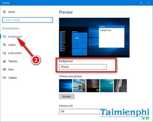 doi hinh nen laptop windows 10