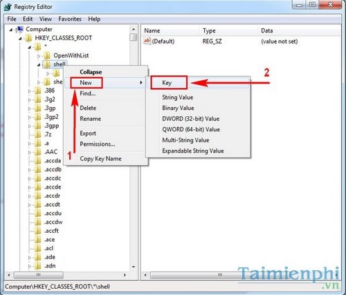 ad open with notepad vao menu chuot phai
