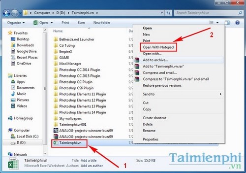 ad open with notepad vao menu chuot phai