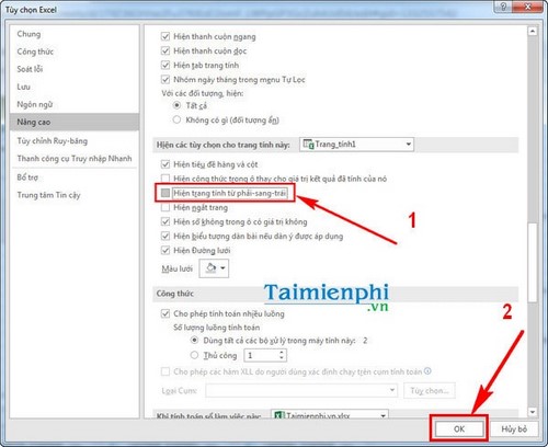 dao nguoc tieu de dong tu phai qua trai trong excel