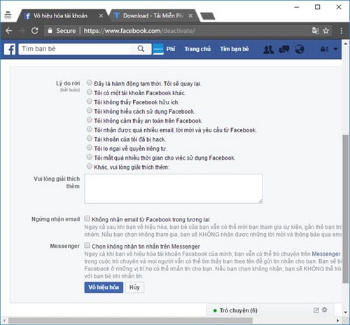 xoa nick facebook