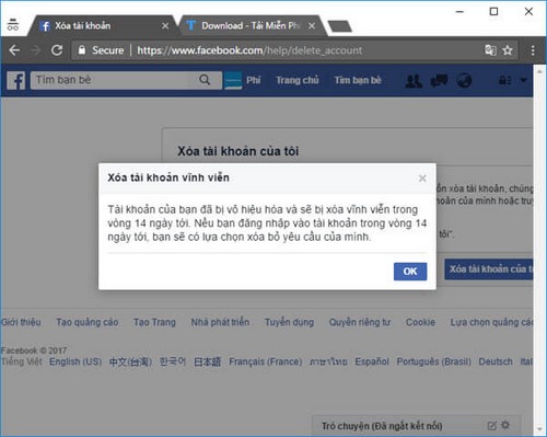 xoa nick fb