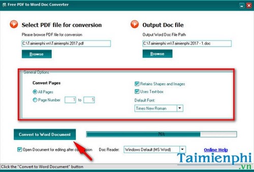 thay doi thu muc luu file trong free pdf to word doc converter