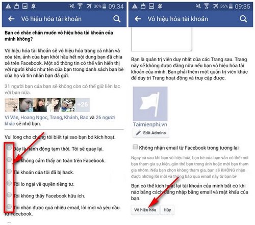 xoa tai khoan facebook tren dien thoai tam thoi