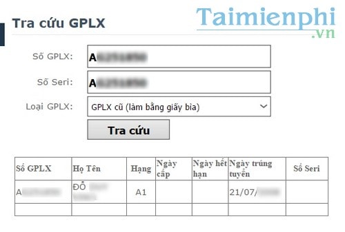 tra cuu giay phep lai xe truc tuyen