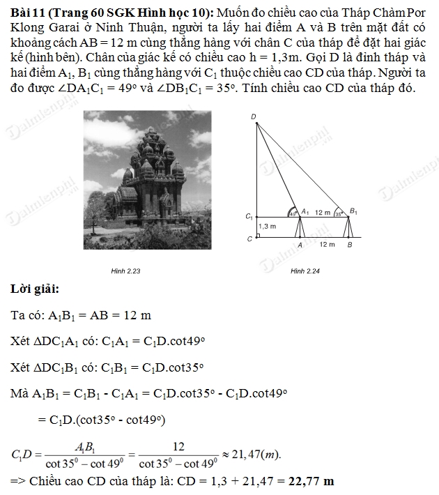giai toan lop 10 cac he thuc luong trong tam giac va giai tam giac