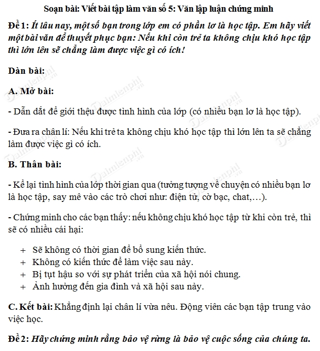 soan bai viet bai tap lam van so 5 van lap luan chung minh