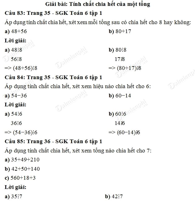 giai bai tinh chat chia het cua mot tong