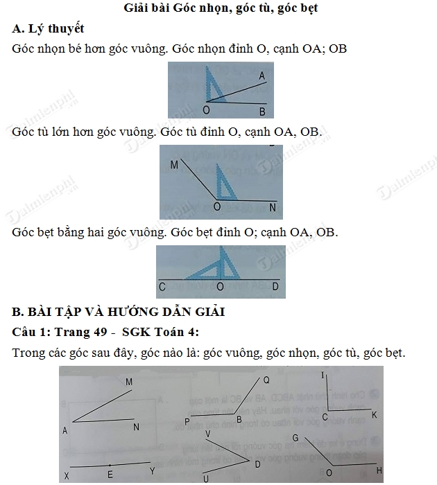 giai bai goc nhon goc tu goc bet