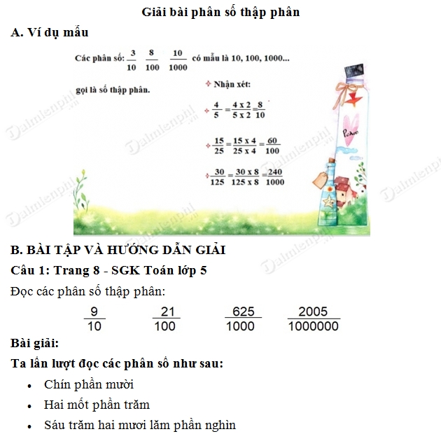 giai bai phan so thap phan