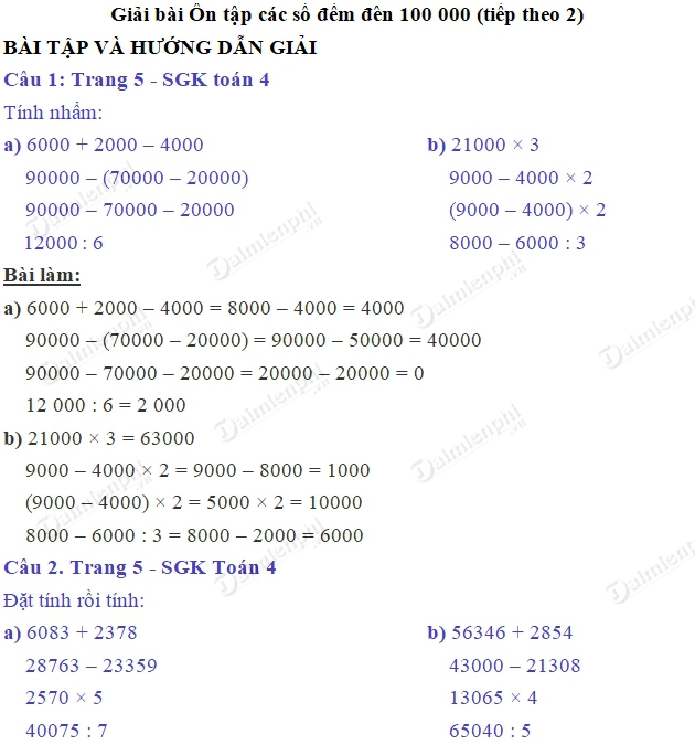 giai toan 4 trang 5 sgk on tap cac so den 100 000 tiep theo