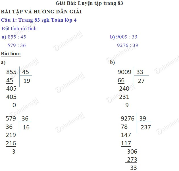 giai toan 4 trang 83 sgk luyen tap