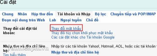 doi mat khau gmail