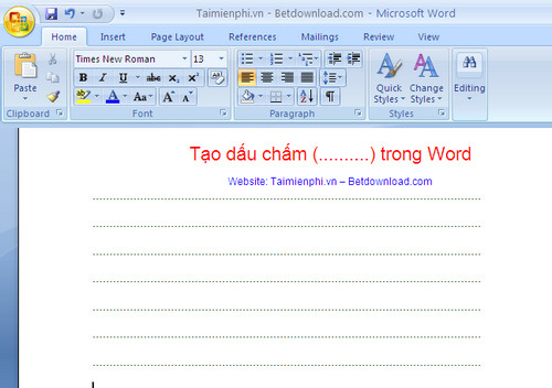 Create dotted line (..........) in Word 2010, 2013, 2007, 2003