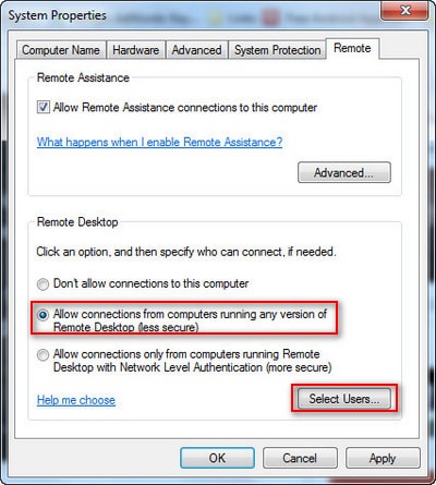 Activate Remote Desktop Via Network