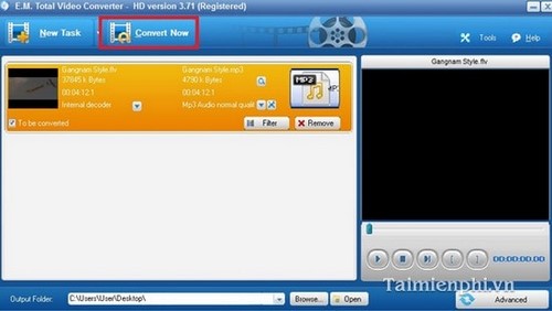 ... bằng Total Video Convert, đổi đuôi, đổi định dạng Aud