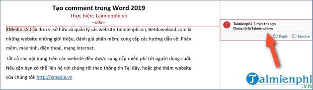 cach tao comment trong word 2019 7