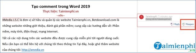 cach tao comment trong word 2019 8