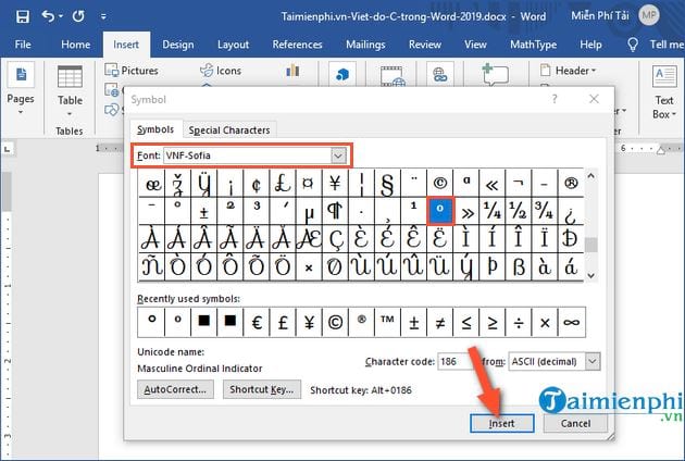 cach viet do c trong word 2019 3