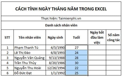 cach tinh ngay thang nam trong excel 4