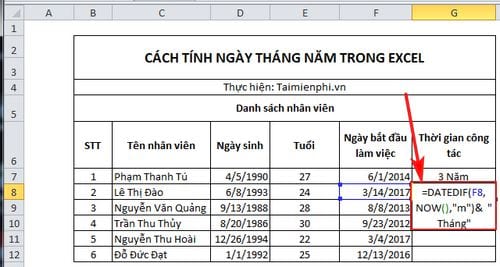 cach tinh ngay thang nam trong excel 7