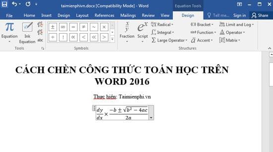cach chen cong thuc toan hoc tren word 2016 3