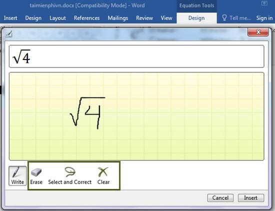 cach chen cong thuc toan hoc tren word 2016 6