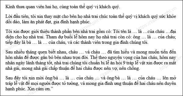 Mẫu bài phát biểu đại diện họ nhà trai nhà gái trong đám cưới hay ý