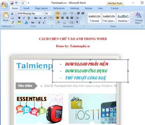 cach chen chu vao anh trong word 3