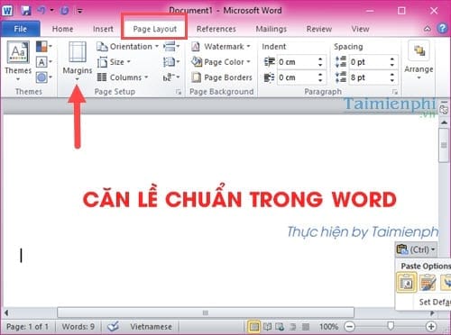 can le chuan trong word can chinh van ban word 2003 2007 2010 2013 2016 9