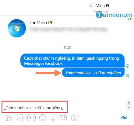 cach chat chu in nghieng in dam gach ngang trong facebook messenger 3