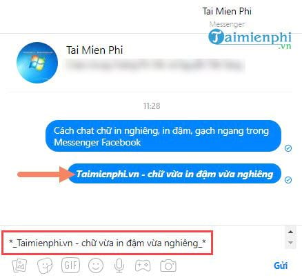 cach chat chu in nghieng in dam gach ngang trong facebook messenger 5