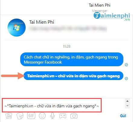 cach chat chu in nghieng in dam gach ngang trong facebook messenger 6