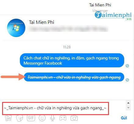 cach chat chu in nghieng in dam gach ngang trong facebook messenger 7