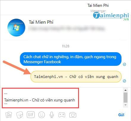 cach chat chu in nghieng in dam gach ngang trong facebook messenger 8