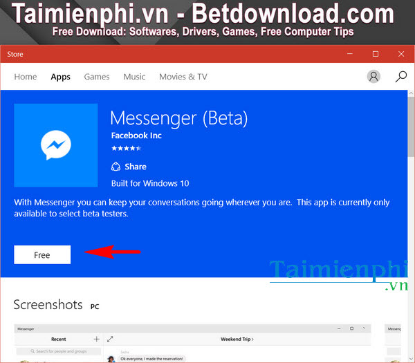 cai facebook messenger win 10