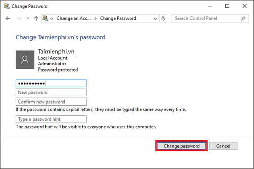 go mat khau may tinh