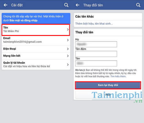 doi ten facebook tren dien thoai