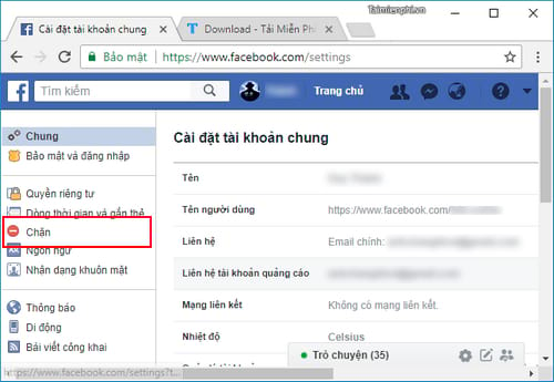 chan tai khoan facebook