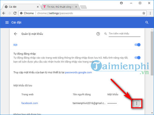 cach xoa mat khau facebook luu tren chrome, coc coc