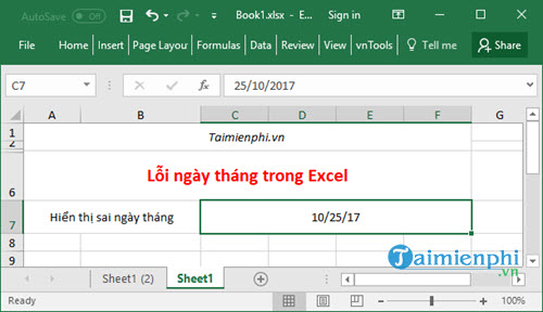 loi ngay thang trong Excel