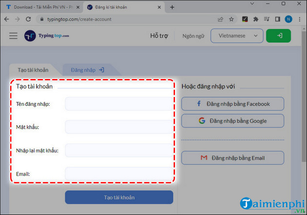 cach lap tai khoan giao vien tren typingtop
