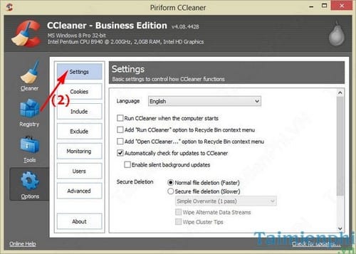 CCleaner - Tự động chạy khi khởi động Windows